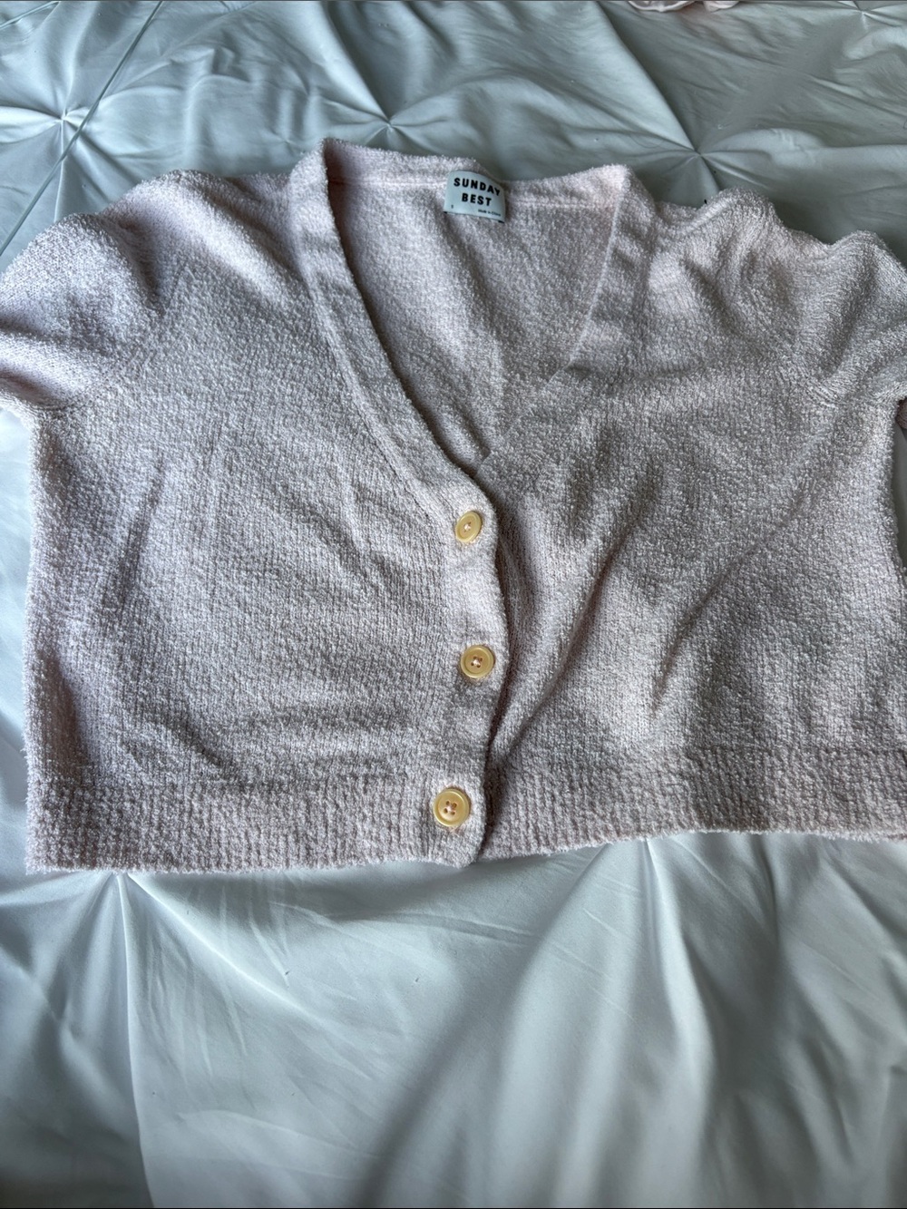 Sunday Best Light Pink Cropped Button Front Cardigan